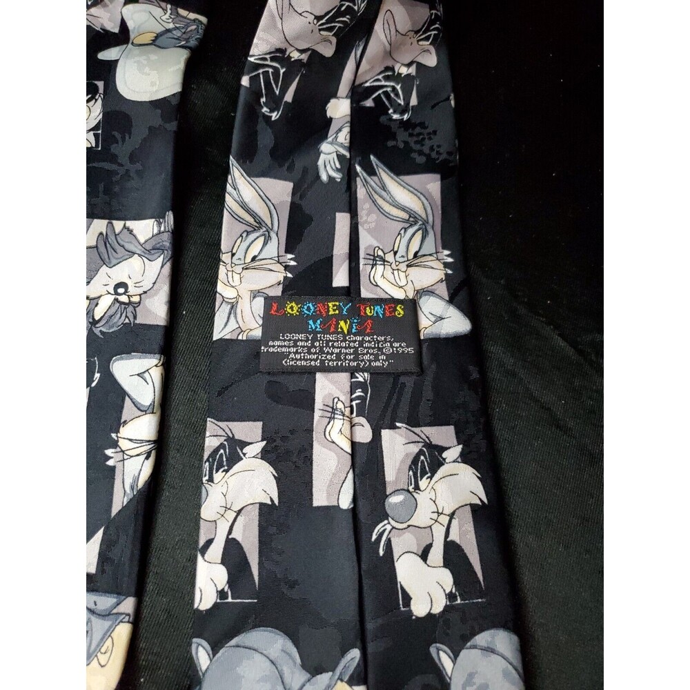 LONNEY TUNES MANIA Men's Vtg Tie Classic Polyester Cartoon Print Size 57 in. - Picture 3 of 4